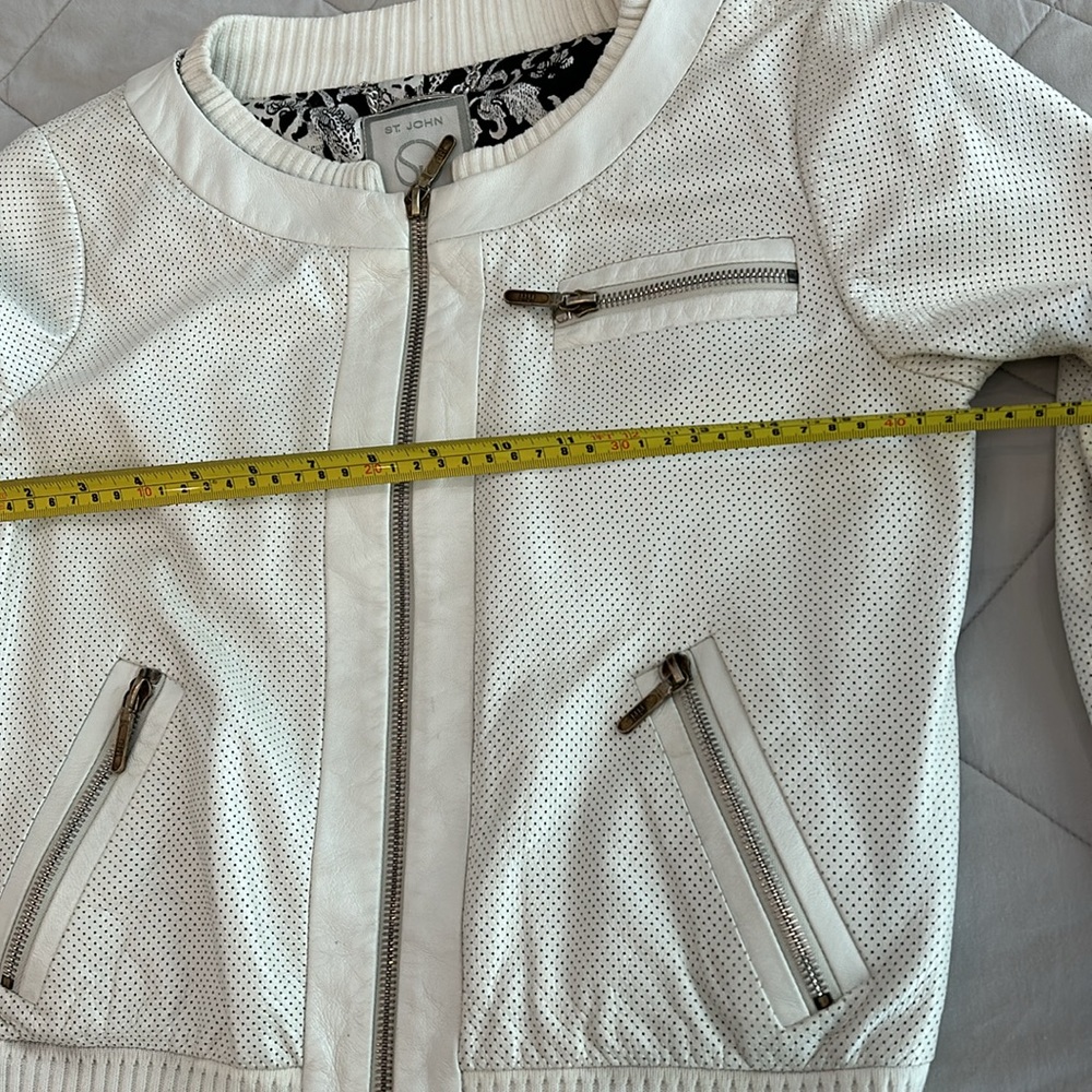 St.John Couture percolated white leather jacket size 2 - Picture 7 of 11